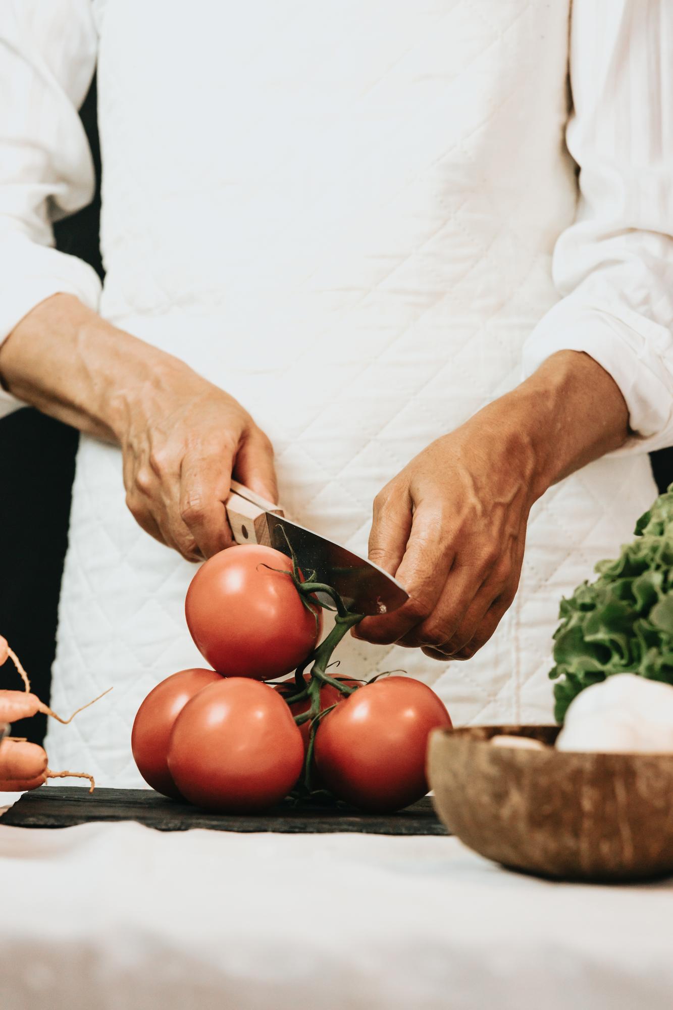 Hands preparing fresh ingredients